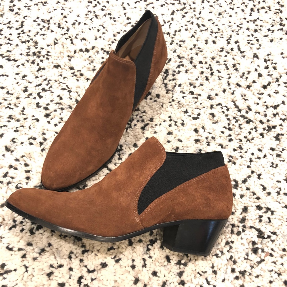 Via Spiga brown black suede booties Size 10